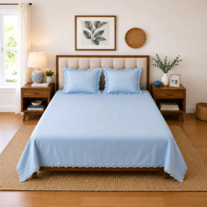 The Lattice Blue Bedspread