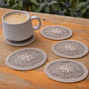 AshGrey Chikankari Coaster Set