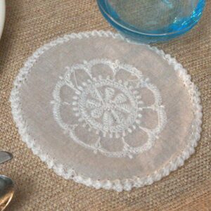 Ivory Elegance Chikankari Coaster Set (White)