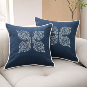 Indigo Elegance Cushion Cover