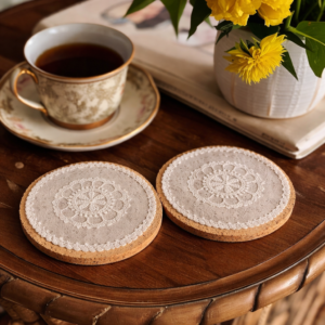 Ivory Elegance Chikankari Coaster Set (White)