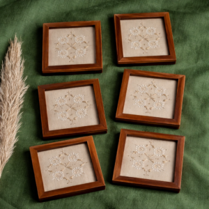 Nazrana Silk Chikankari Coaster Set