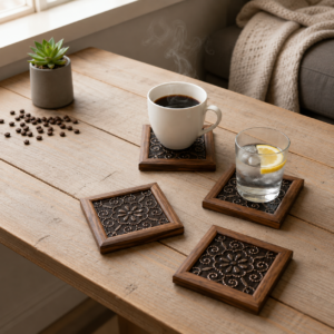 Moonlit Mukaish Coaster Set